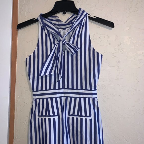 J.Crew size 00 blue white stripe halter wide leg Jump suit pantsuit romp… - Picture 6 of 14